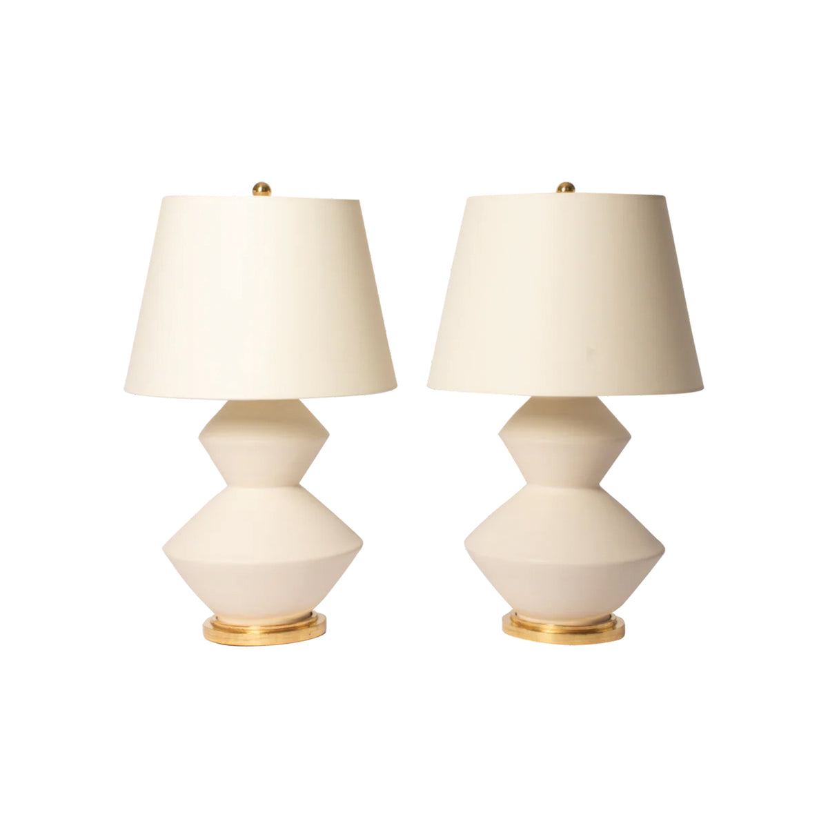 Pair of Wide Zig Zag Lamps in Matte Clear