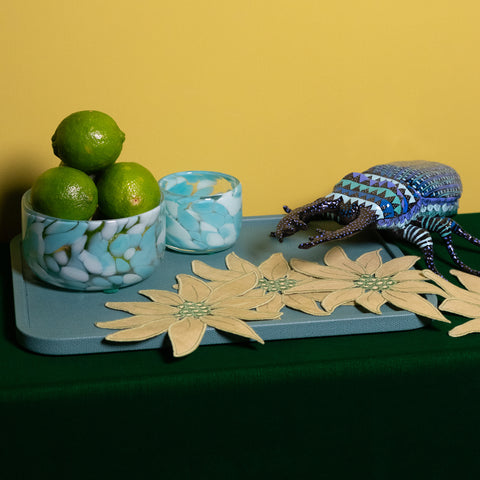 Transparent Candy Bowl with Aqua and Seafoam Spots