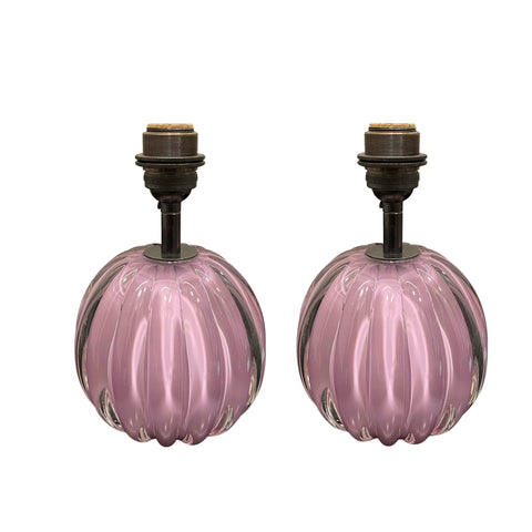 Hand-Blown Crystal Cantaloupe Lamp in Lilac