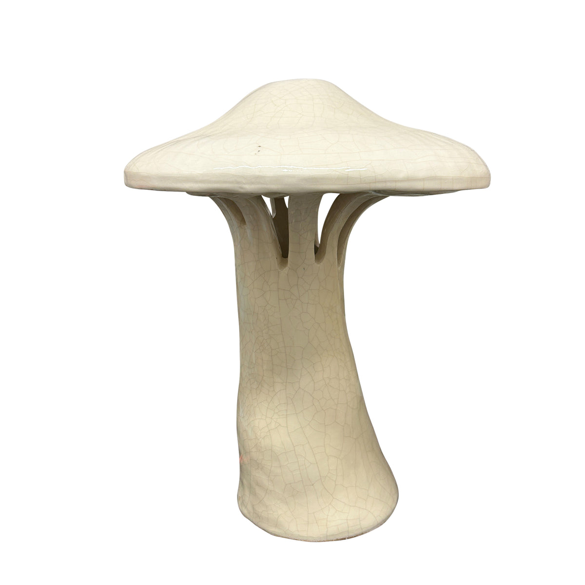 Ceramic Polychrome Marbled Shroom Lamp in White Crackle