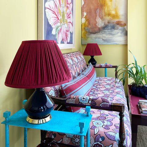 Cherry Red Linen Lampshade