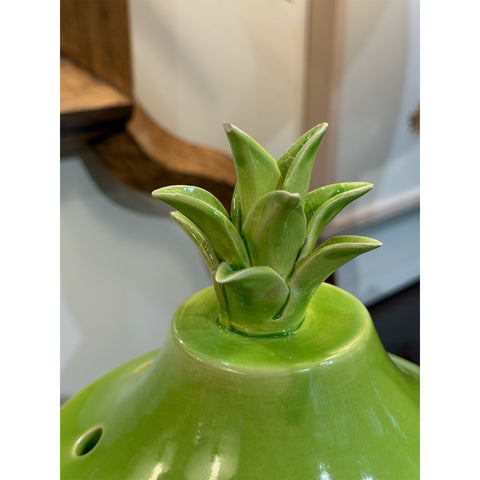 Jean Roger Empire Pique Fleurs Flower Pot with Lid in Victoria Green I Small Chip