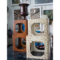 KRB Hand-Painted Cloud Stacking Table in Albino Faux Tortoise