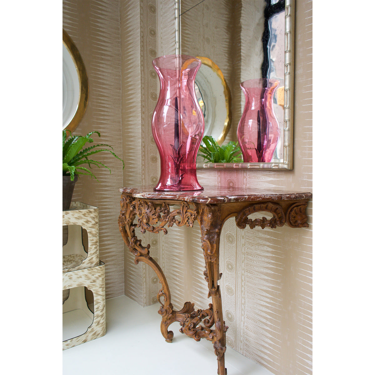 Pair of 18th Century Louis XV Carved Console Tables with Marble Tops