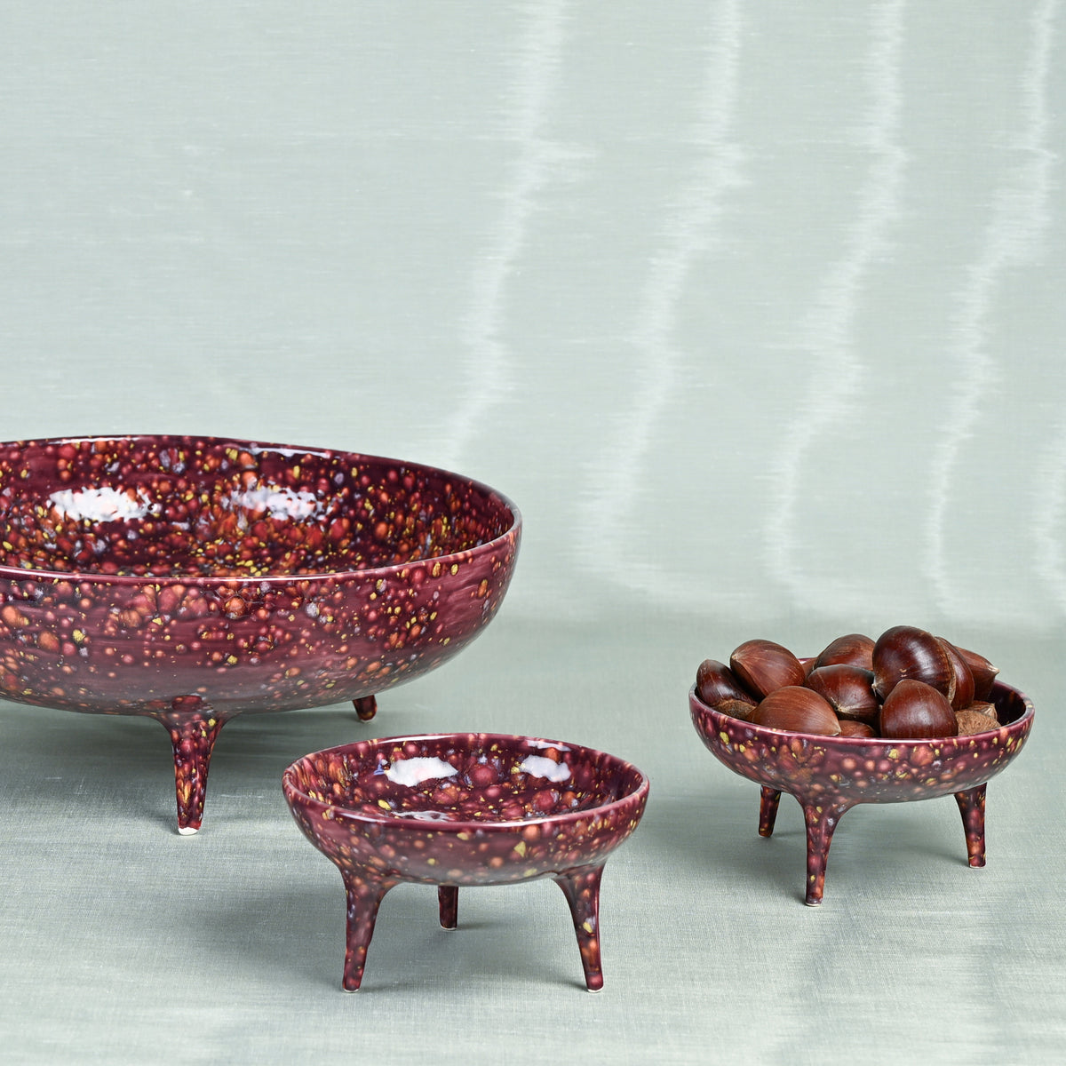 Acid Cranberry Tripod Bowl