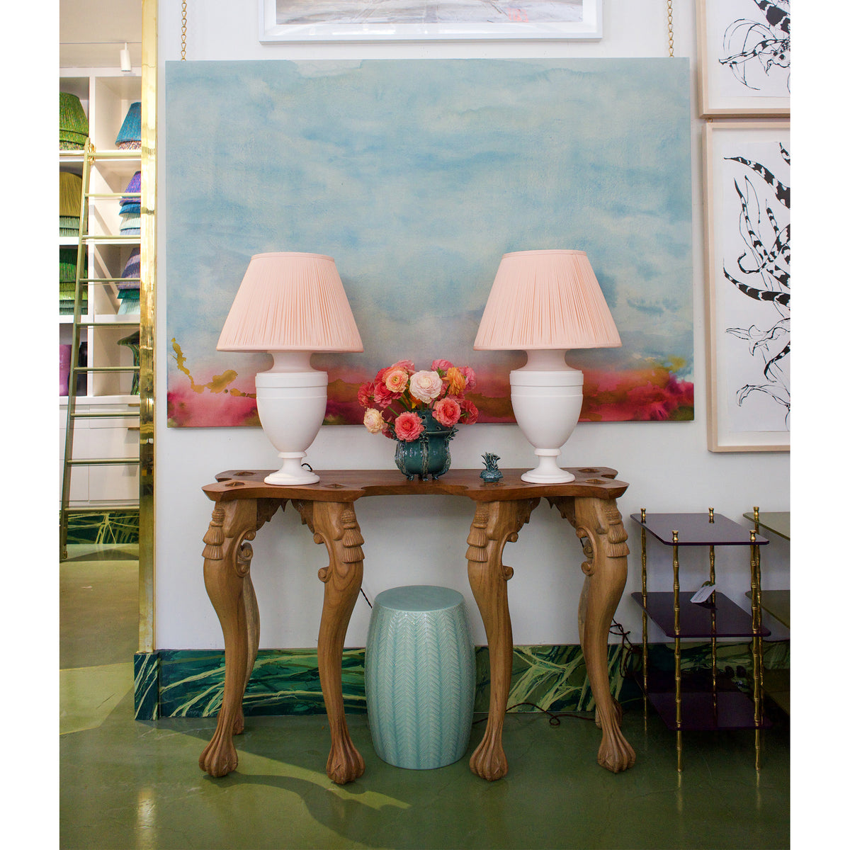 Chevron Garden Stool in Duck Egg