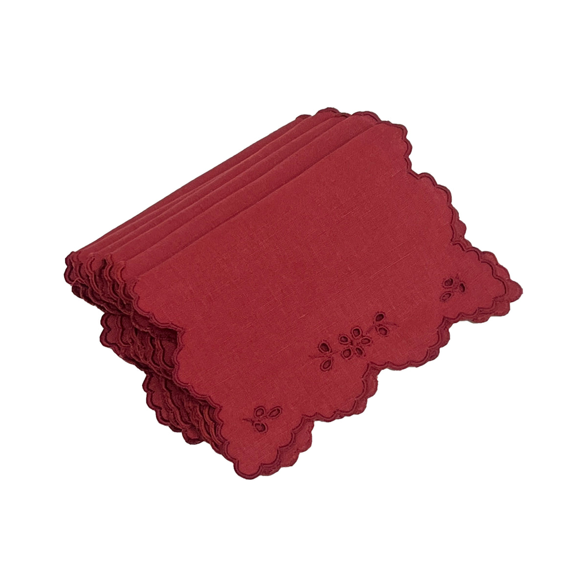 Eyelet Cocktail Napkins with Shaped Edge