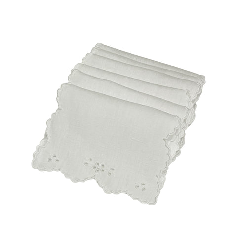 White Eyelet Cocktail Napkins with Shaped Edge