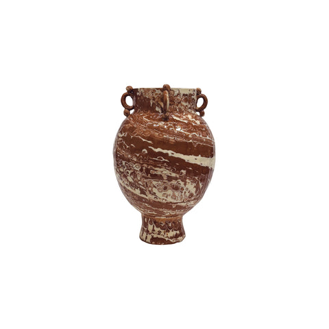 Frances Palmer,  Marbleized Round Vase with 4 Handles
