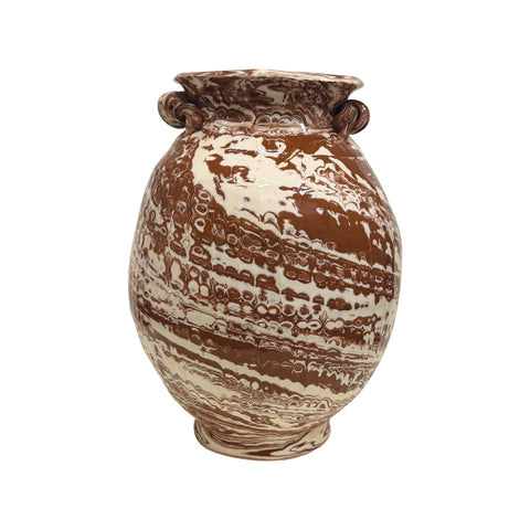 Frances Palmer, Marbleized Fluted Round Vase