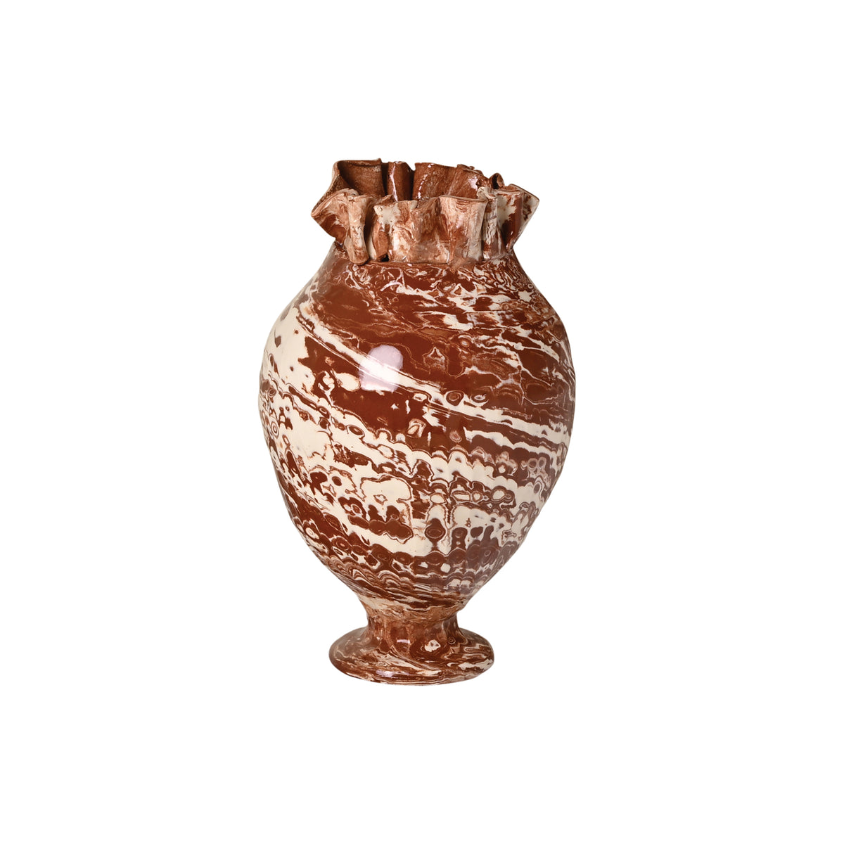Frances Palmer, Marbleized Ruffle Top Vase
