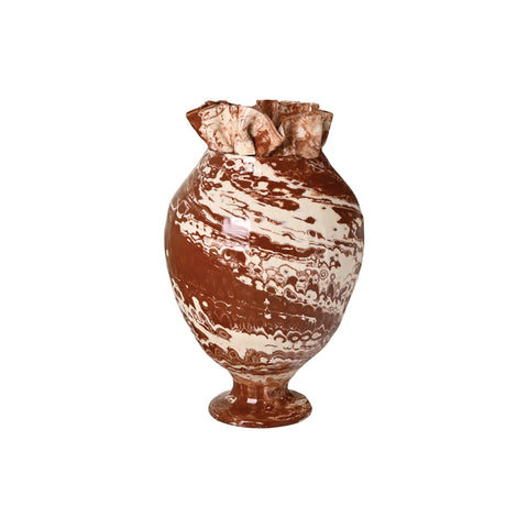 Frances Palmer, Marbleized Ruffle Top Vase