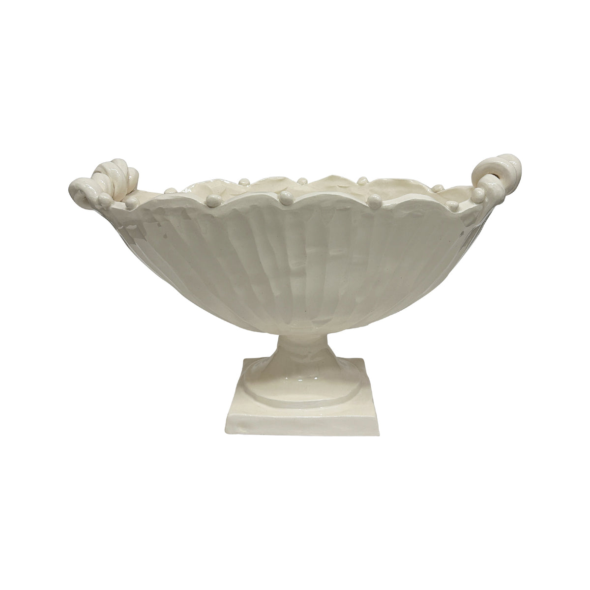 Frances Palmer, Pedestal Bowl with Lace Edge Coiled Handles