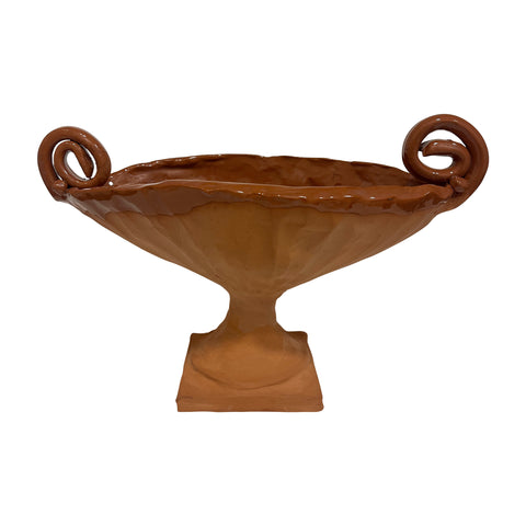 Terracotta Pedestal Bowl Fern Handles