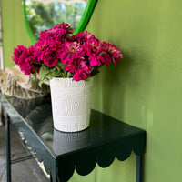 Tall Faux Bois Barrel Cachepot in Matte White