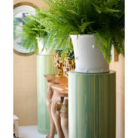 KRB Hand-Painted Round Pedestal in Fern Faux Bois