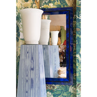 KRB Hand-Painted Square Pedestal in Blue Faux Bois