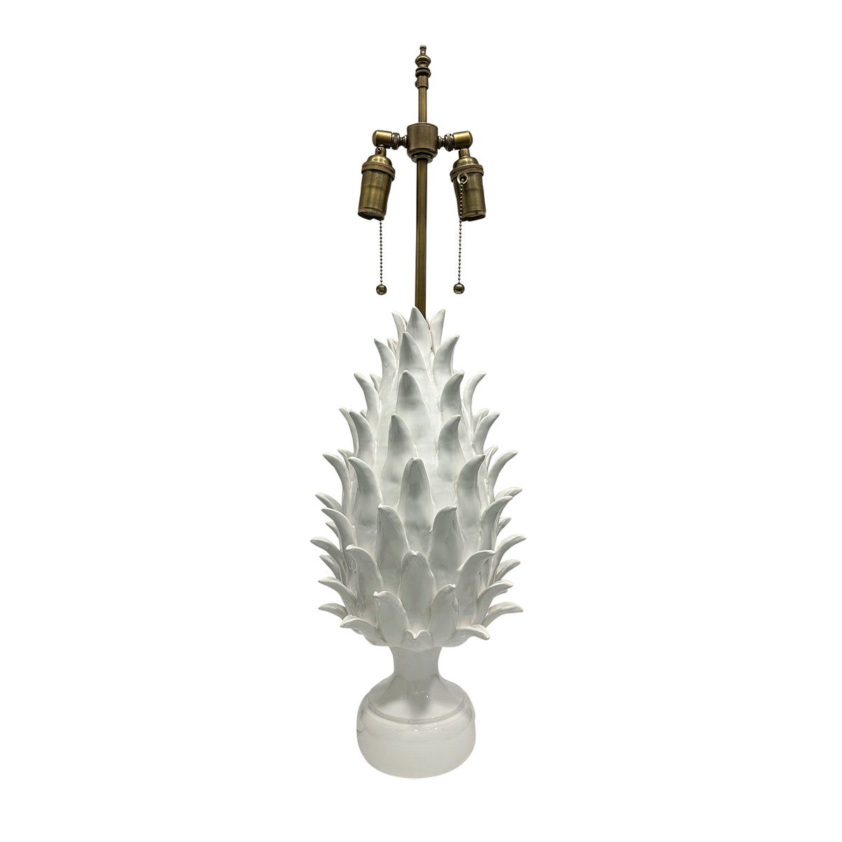 Jean Roger Large Flame Finial Lamp in Glossy White