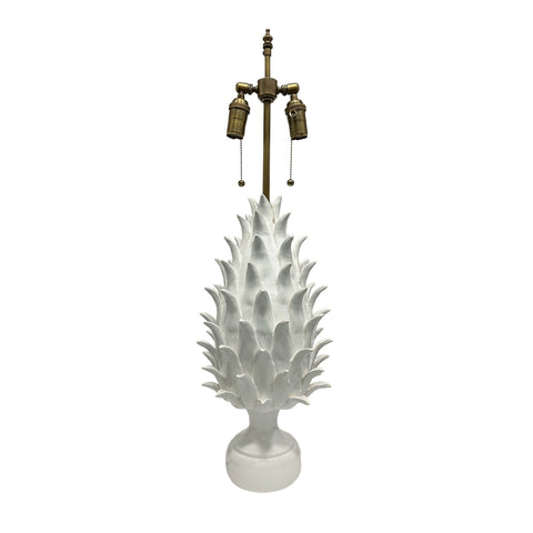 Jean Roger Large Flame Finial Lamp in Glossy White