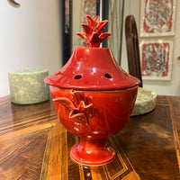 Jean Roger Empire Pique Fleurs Flower Pot with Lid in Bordeaux I Small Chip