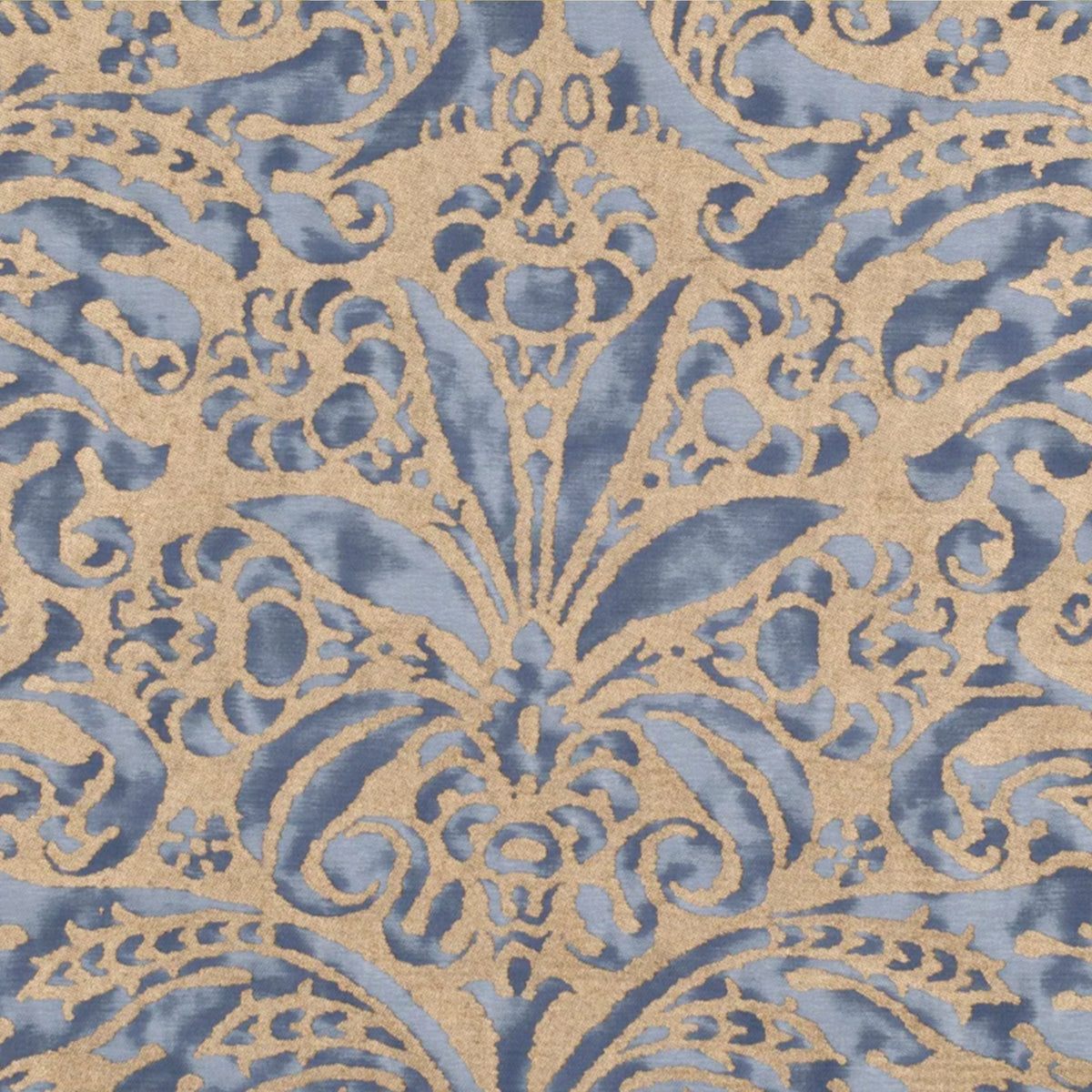 Fortuny Campanelle Pillow in Blue and Silvery Gold