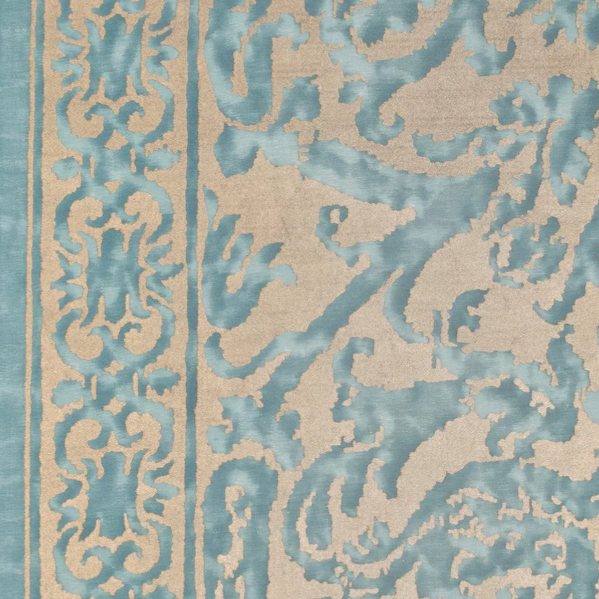 Fortuny Farnese Frieze Pillow in Blue-Green and Silvery Gold
