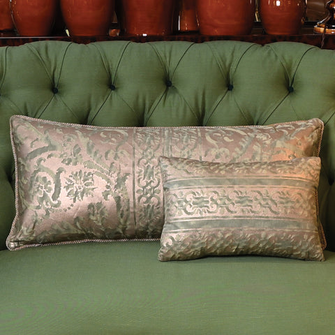 Fortuny Farnese Frieze Pillow in Green and Gold
