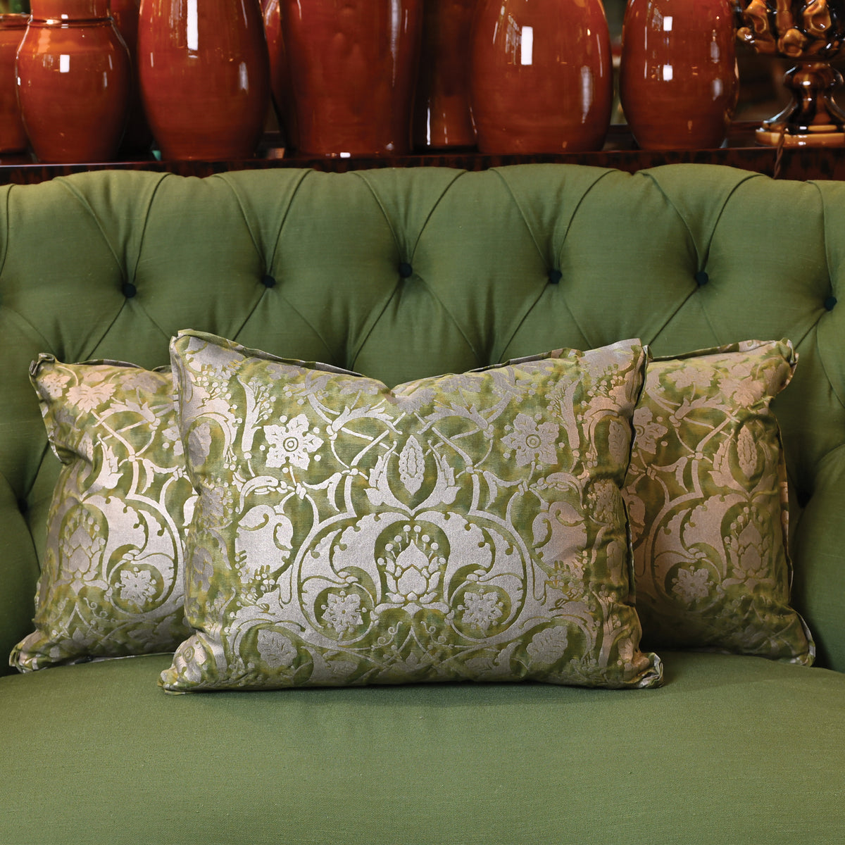 Fortuny Persepolis Pillow in Green and Gold