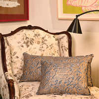 Fortuny Campanelle Pillow in Blue and Silvery Gold