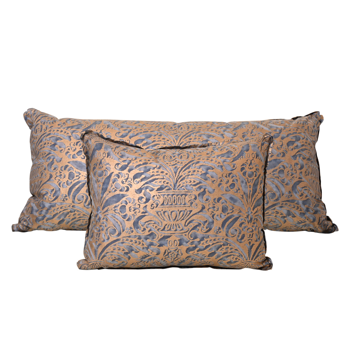 Fortuny Campanelle Pillow in Blue and Silvery Gold