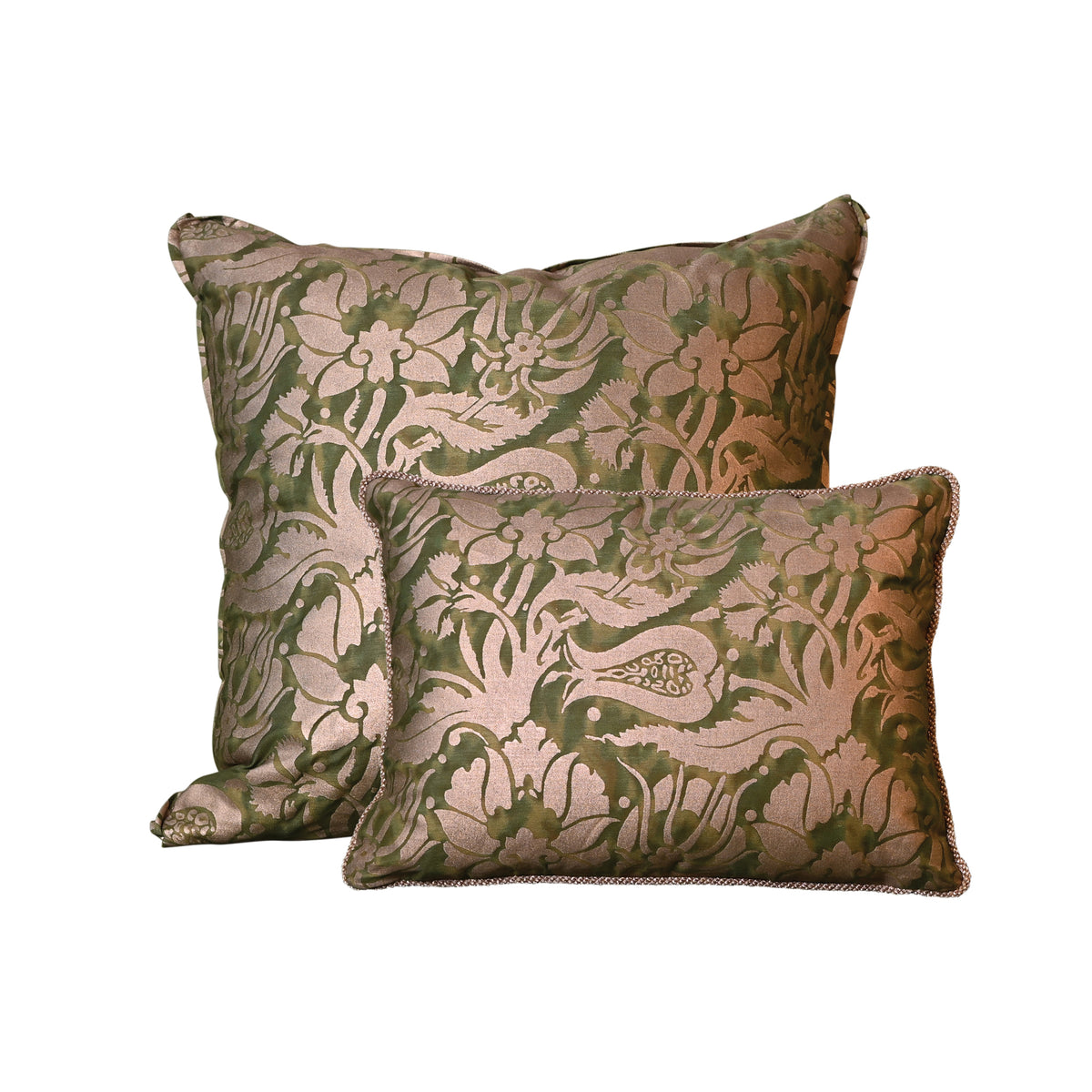 Fortuny Melagrana Pillow in Green and Silver