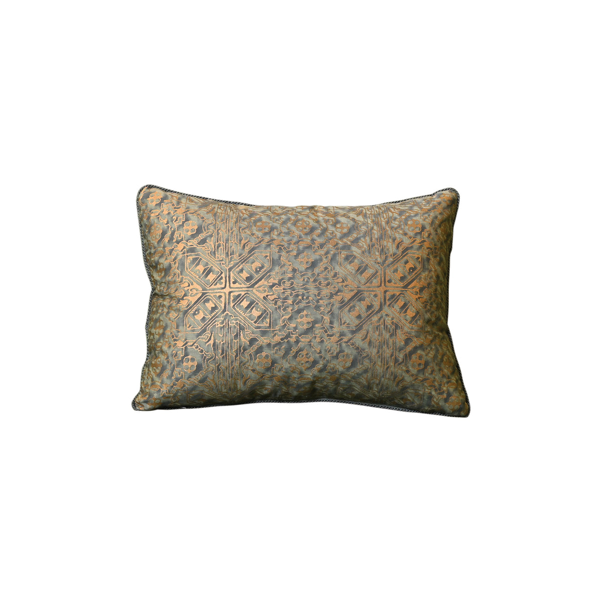 Fortuny Moresco Pillow in Vintage Blue-Green and Gold