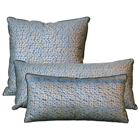 Fortuny Rabat Pillow in Palace Blue and Silvery Gold