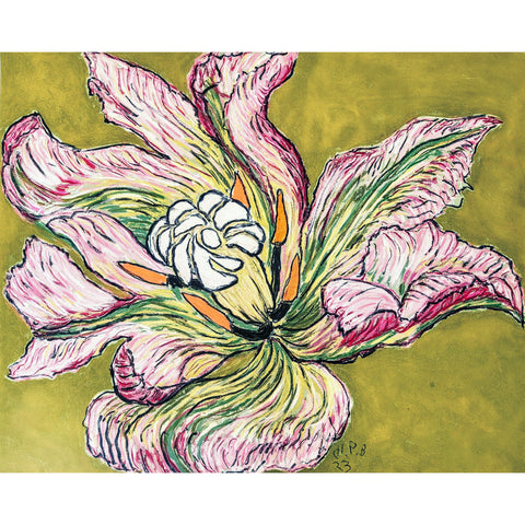 Christian Brechneff,  Frances Palmer Pink Tulip on Chartreuse