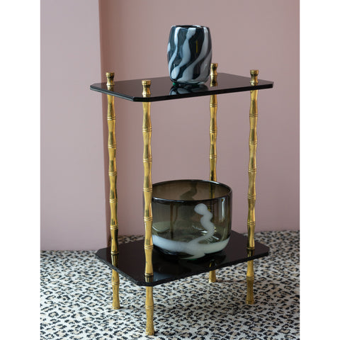 Transparent Dark Grey Bowl or Planter with White Strokes