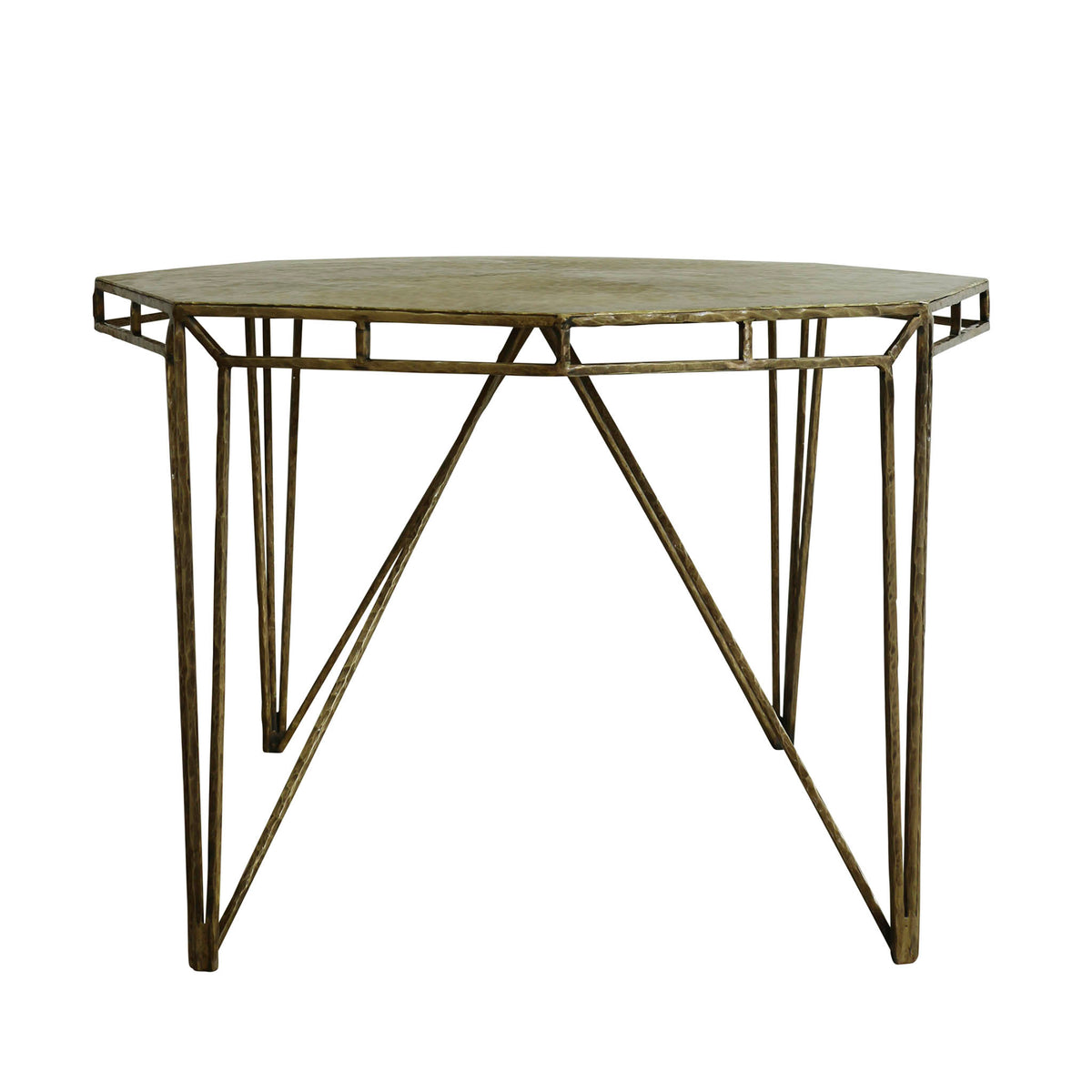Octagonal Table in Gouged Brass
