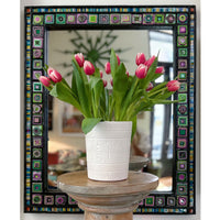 Mark Gagnon, Papier Mache Pink and Green Mosaic Tile Mirror