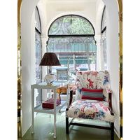 Floor Model I Hand-Painted Scalloped Edge Side Table in Blue