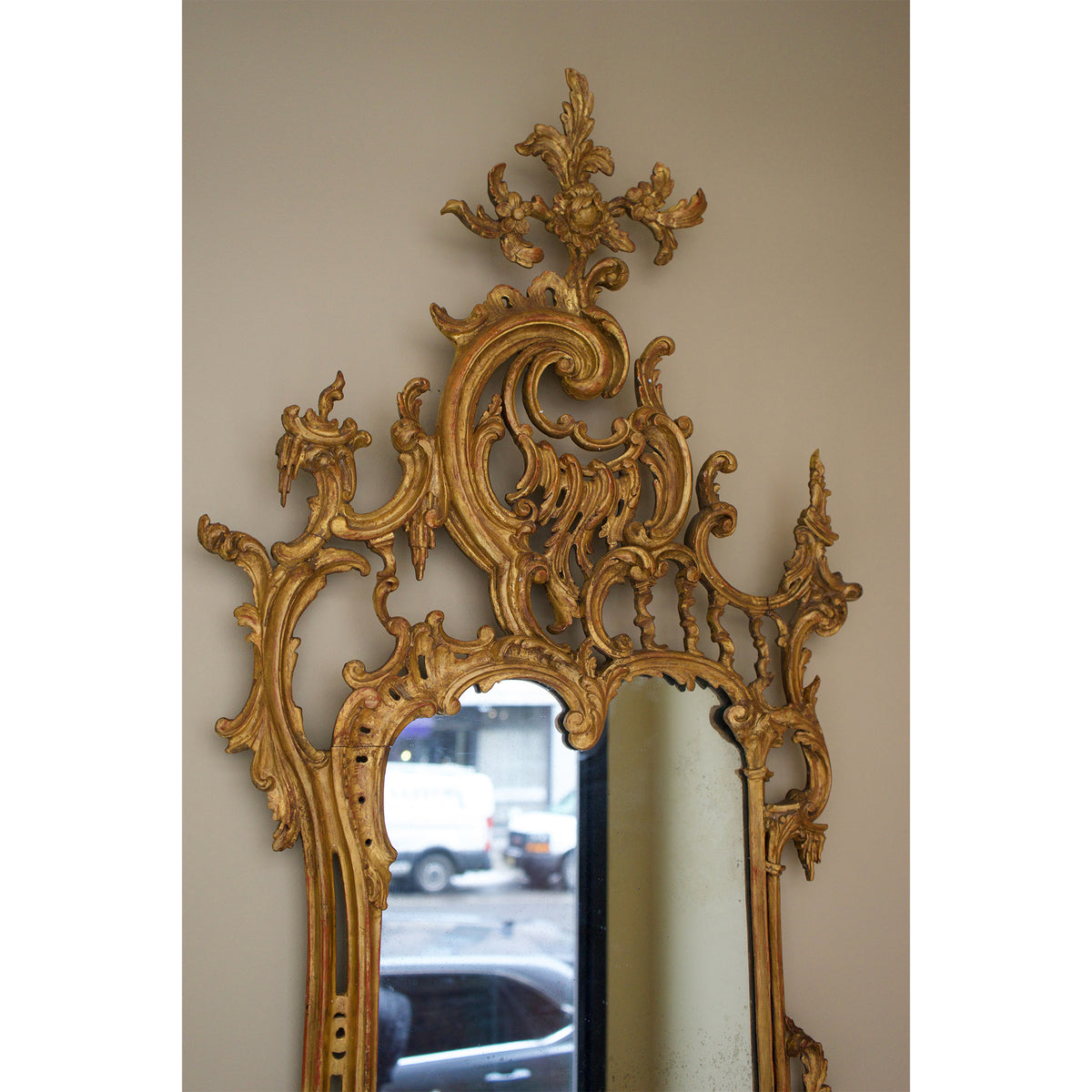 Pair of English Rococo Carved and Gilt Mirrors