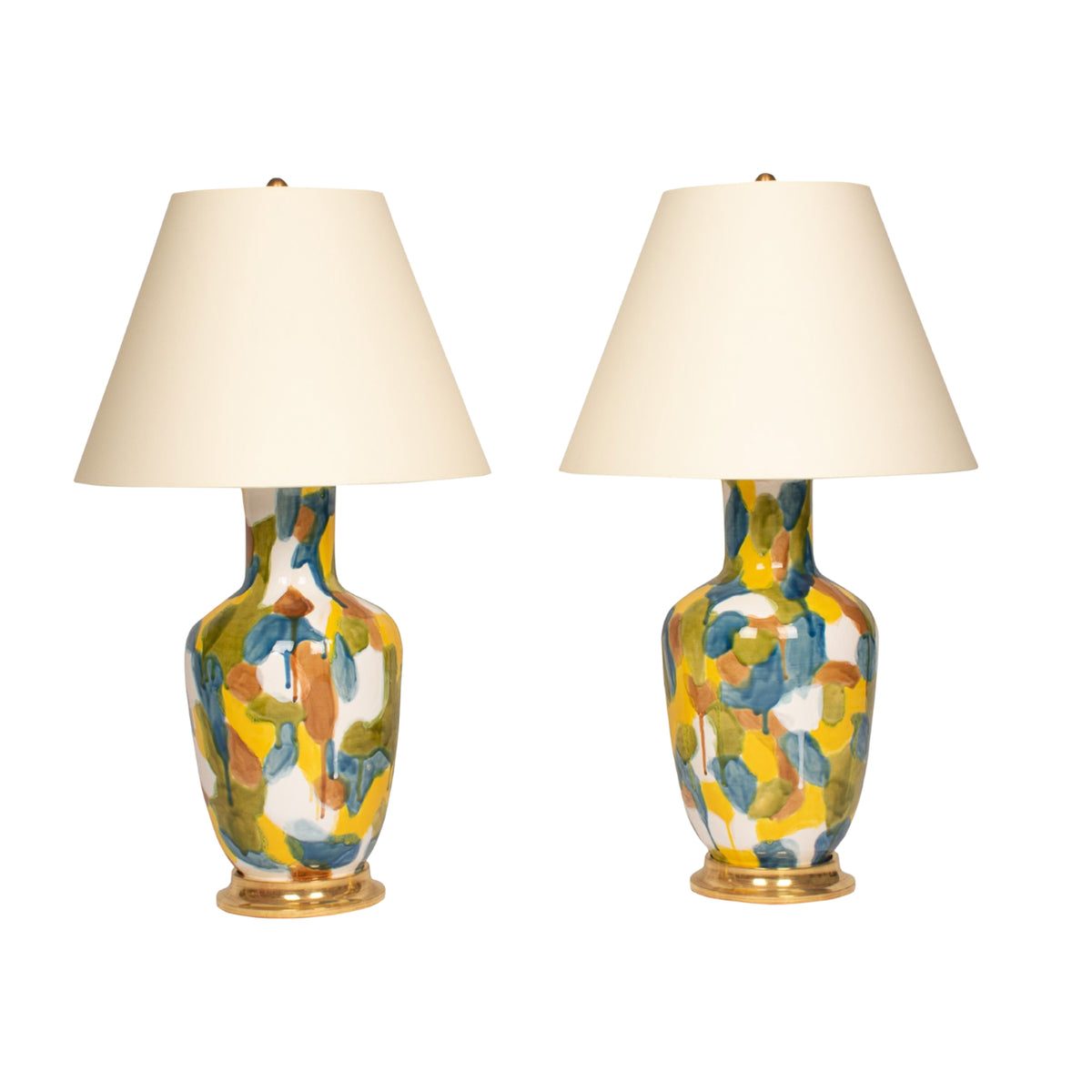 Pair of Ginger Jar Lamps in Spinach and Egg