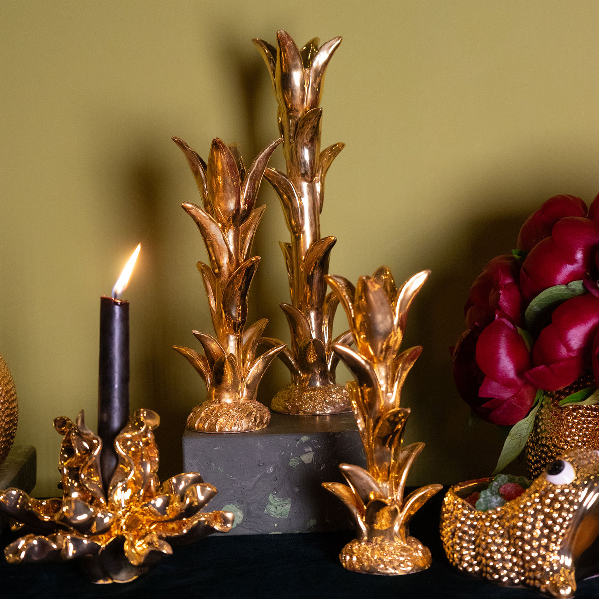Jean Roger Tulip Candlestick in Gold