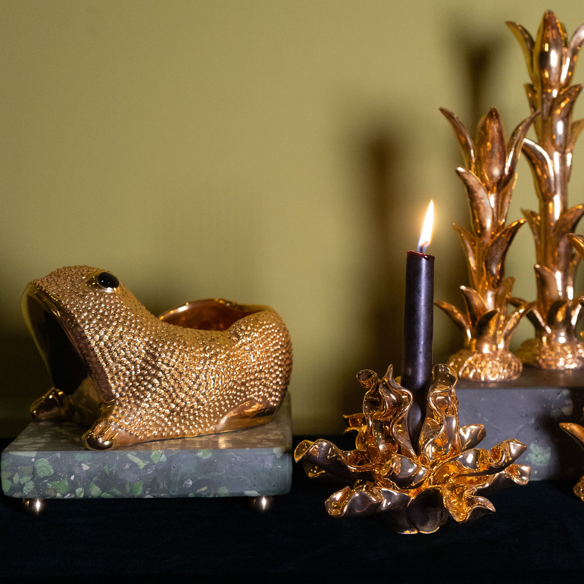 Jean Roger Seaweed Candleholder in Gold
