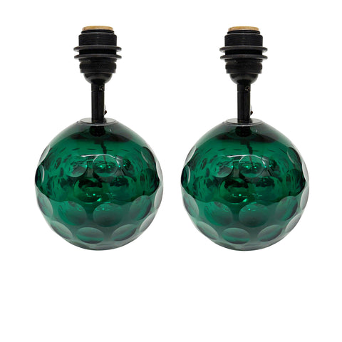 Crystal Ball Lamp with Polished Olives in Green