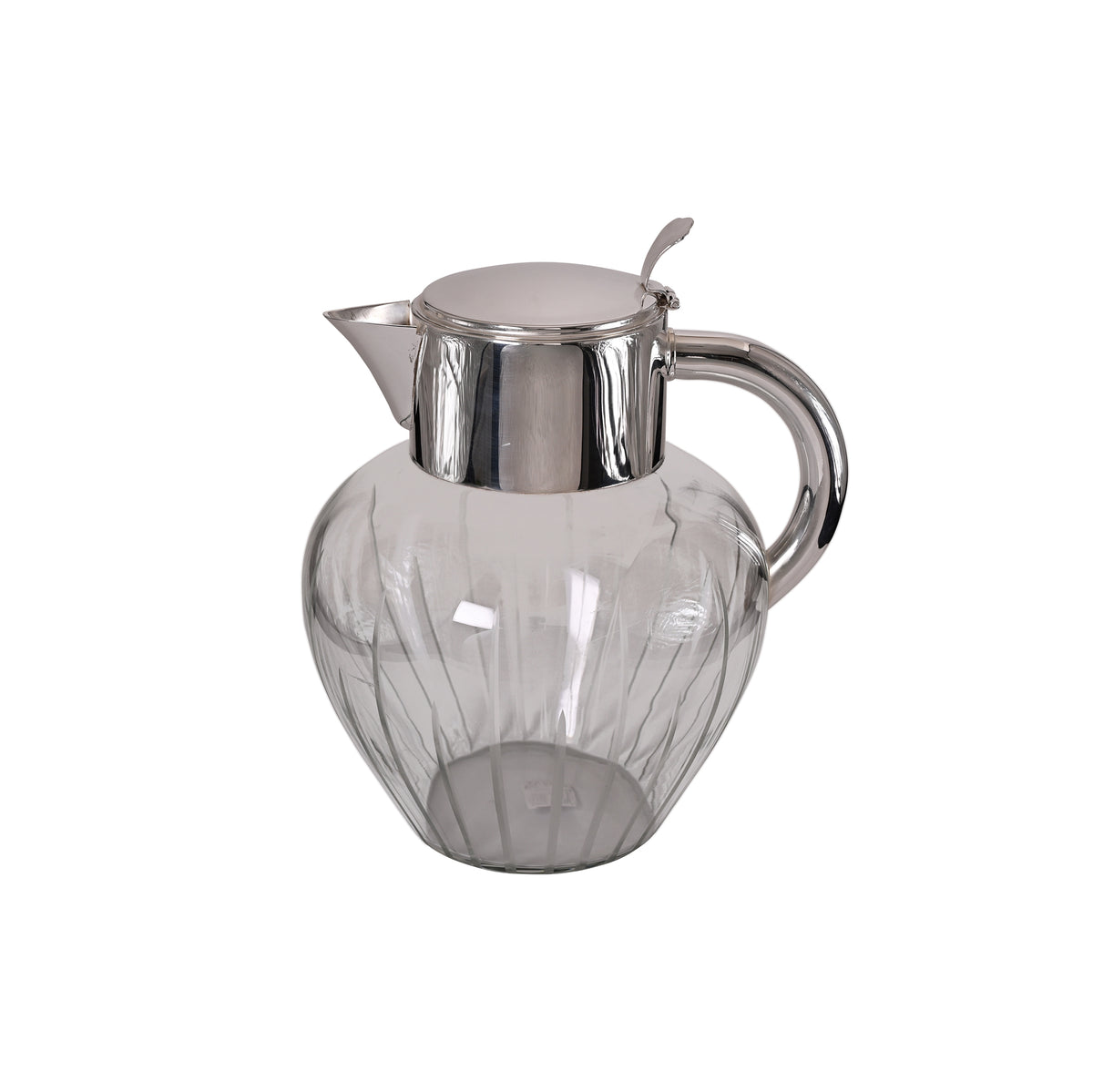 Vintage Glass Pitcher with Vertical Ribbed Pattern