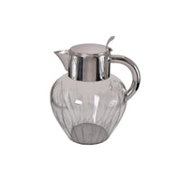 Vintage Glass Pitcher with Vertical Ribbed Pattern