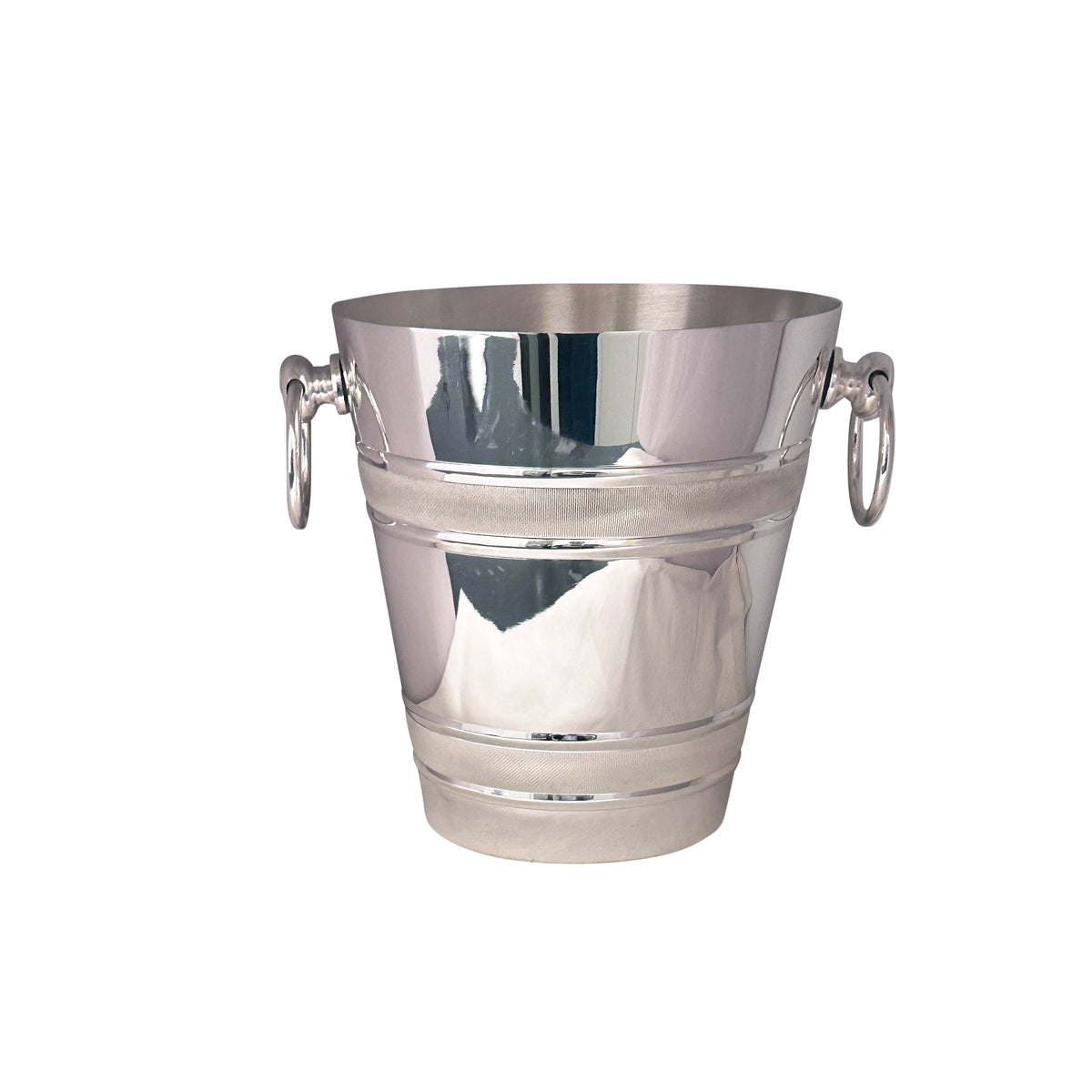 Vintage 8" Champagne Bucket with Engine-Turned Bands and Ring Handles