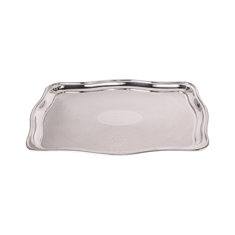 Vintage Serpentine Oblong Engine-Turned Tray with Oval Badge