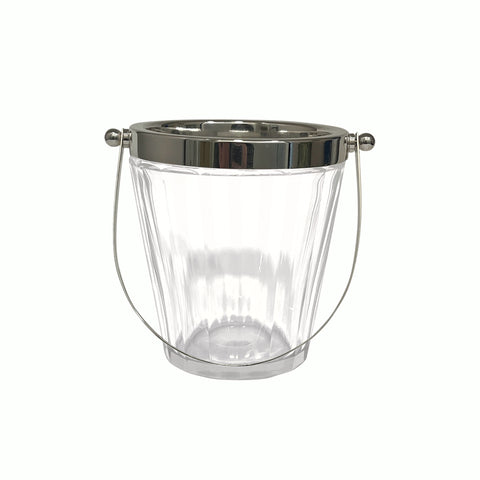 Vintage Glass Paneled Ice Pail with Swing Handle