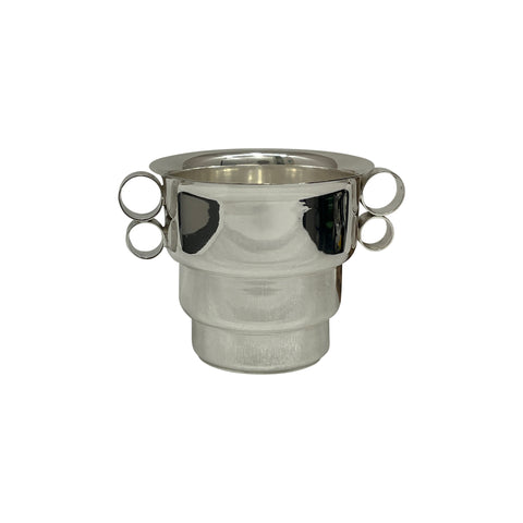 Vintage French Ice Bucket with Stepped Profile and Round Handles