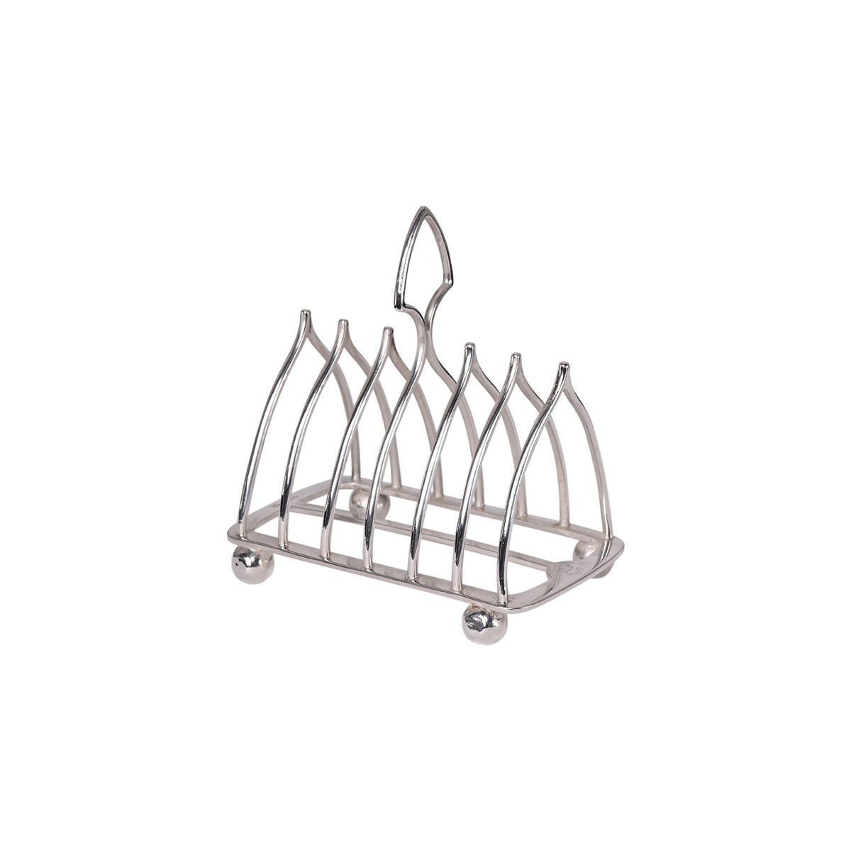 Vintage 6-Slice Toast Rack with Pointed Arches and Ball Feet